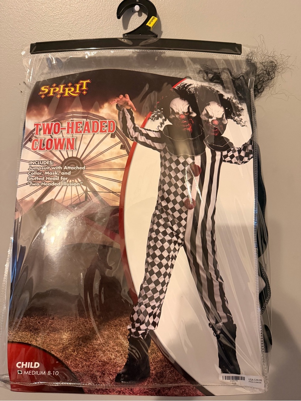 Spirit Two-Headed Clown Costume - Black & White